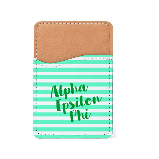 Alpha Epsilon Phi Horizontal Stripes Leatherette Card Pouch Phone Wallet