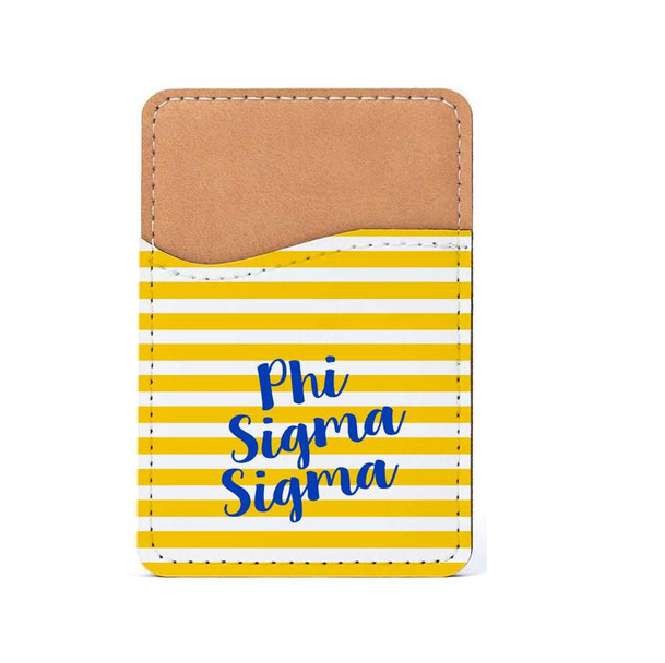  Phi Sigma Sigma Horizontal Stripes Leatherette Card Pouch Phone Wallet 
