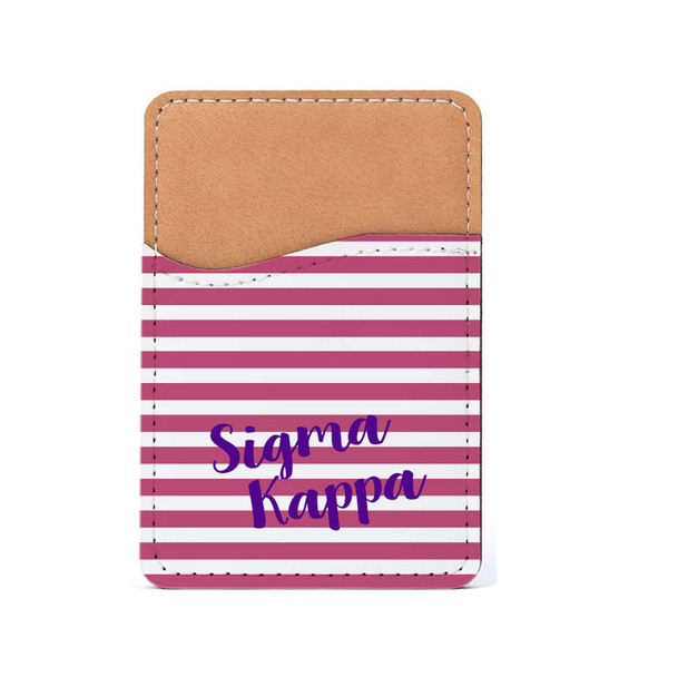 Sigma Kappa Horizontal Stripes Leatherette Card Pouch Phone Wallet