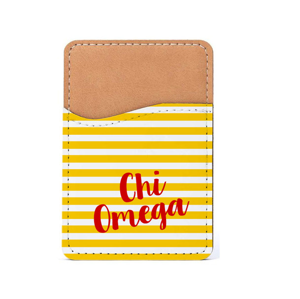 Chi Omega Horizontal Stripes Leatherette Card Pouch Phone Wallet