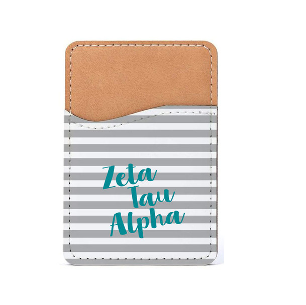 Zeta Tau Alpha Horizontal Stripes Leatherette Card Pouch Phone Wallet