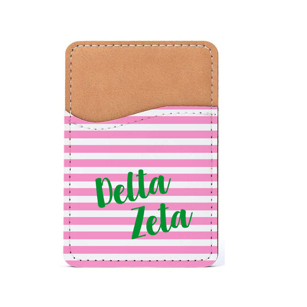 Delta Zeta Horizontal Stripes Leatherette Card Pouch Phone Wallet