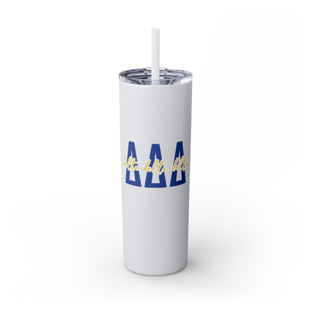 Delta Delta Delta Greek Skinny Tumbler with Straw, 20oz