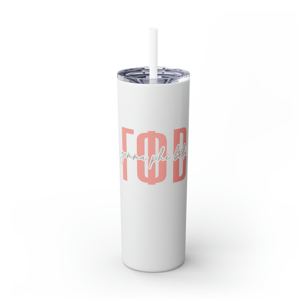 Gamma Phi Beta Greek Skinny Tumbler with Straw, 20oz