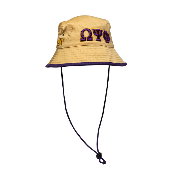 Omega Psi Phi Floppy Bucket Hat-Khaki
