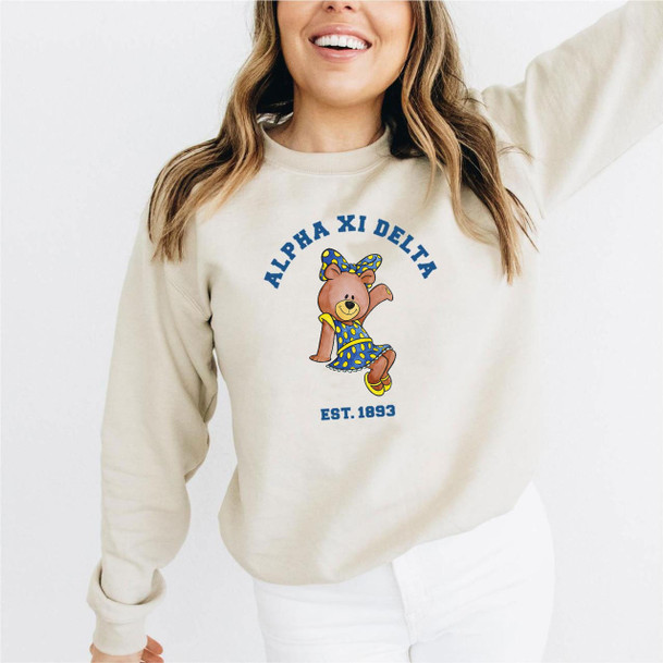 Alpha Xi Delta Teddy Bear Crewneck Sweatshirt