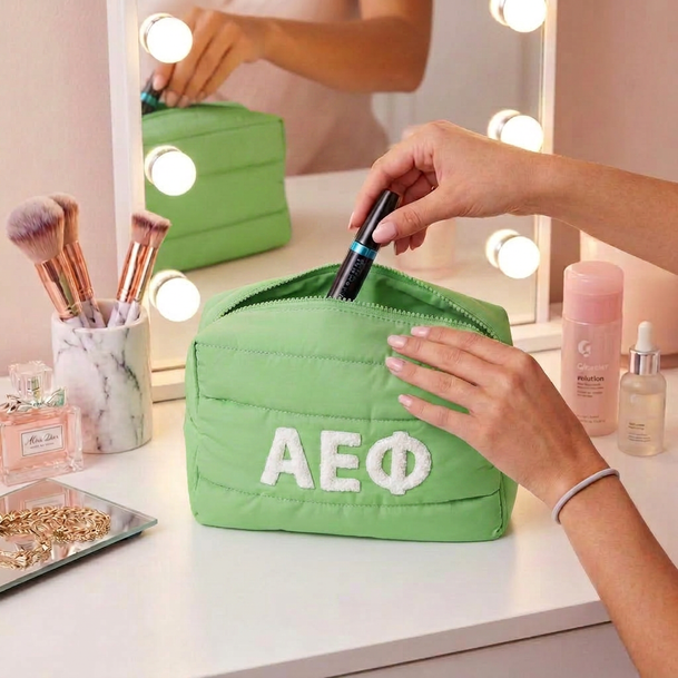 Alpha Epsilon Phi Puffer Style Makeup Bag