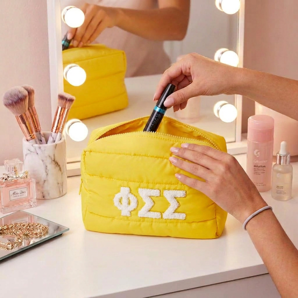 Phi Sigma Sigma Puffer Style Makeup Bag