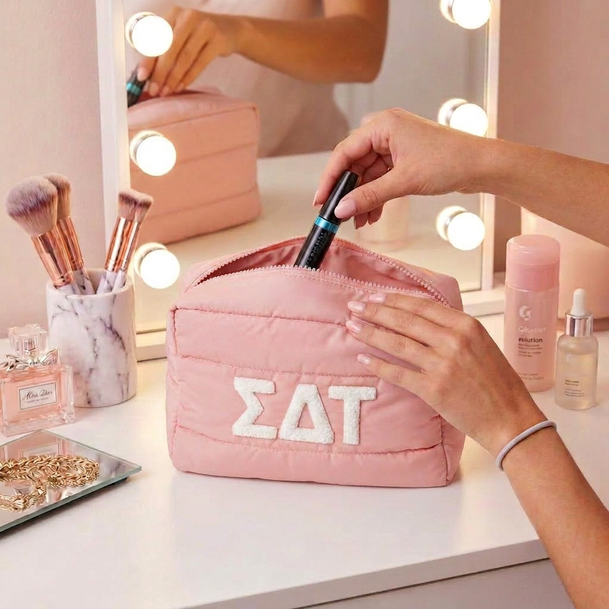 Sigma Delta Tau Puffer Style Makeup Bag