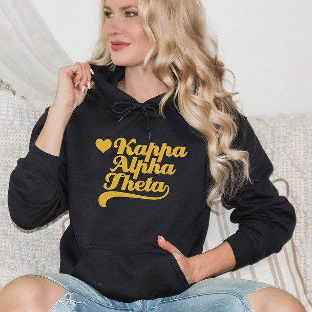  Kappa Alpha Theta Script Heart Greek Hoodie 