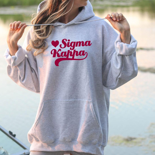  Sigma Kappa Script Heart Greek Hoodie 