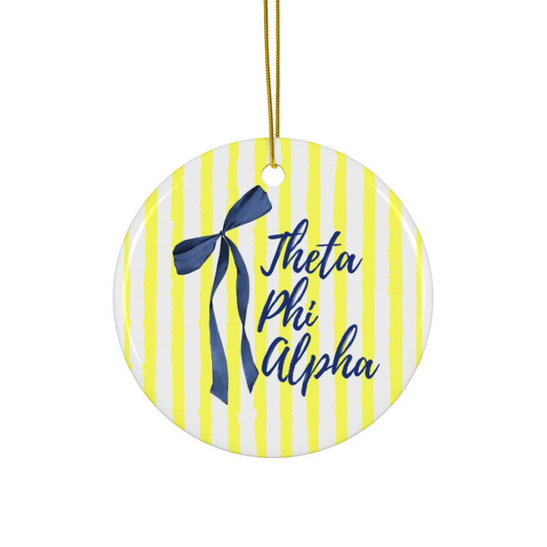 Theta Phi Alpha Bow Round Christmas Ornaments