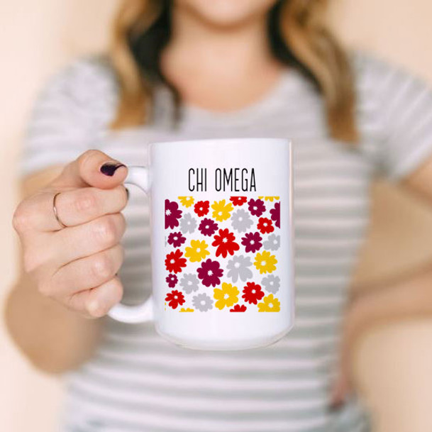 15 oz Floral Chi Omega Coffee Mug