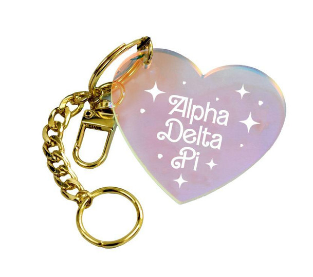 Sorority Shop Alpha Delta Pi Iridescent Heart Keychain 
