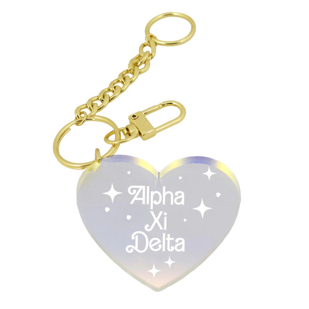 Alpha Xi Delta Iridescent Heart Keychain