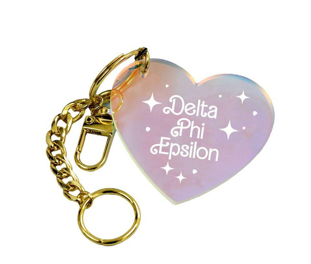 Sorority Shop Delta Phi Epsilon Iridescent Heart Keychain 
