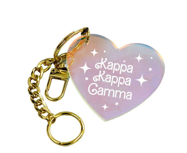 Sorority Shop Kappa Kappa Gamma Iridescent Heart Keychain 