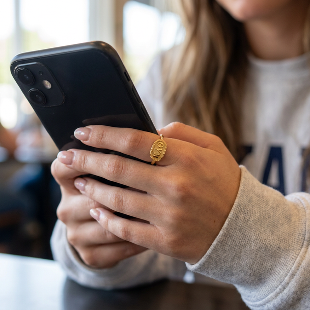 Kappa Alpha Theta Athena Oval Adjustable Ring
