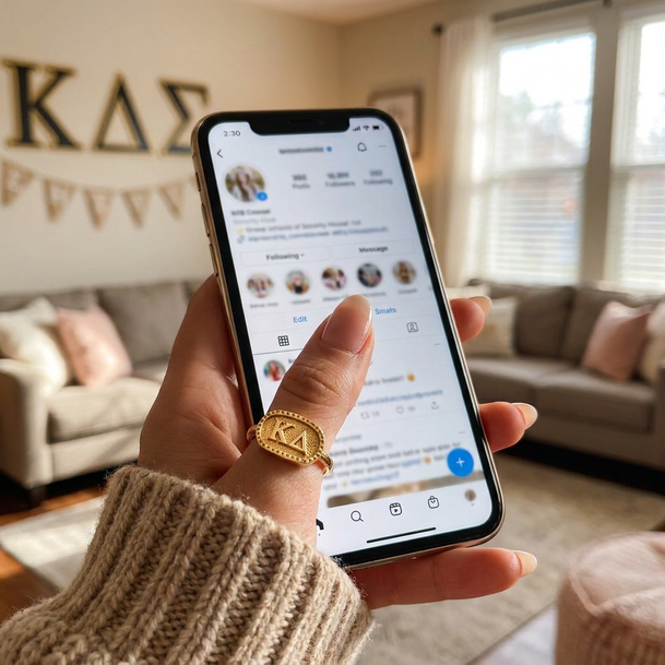 Kappa Delta Athena Oval Adjustable Ring