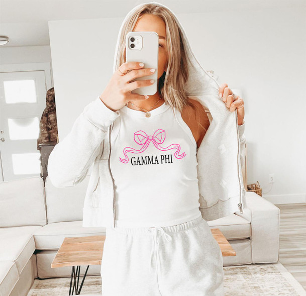 Printify Gamma Phi Beta Bow Racer Tank 