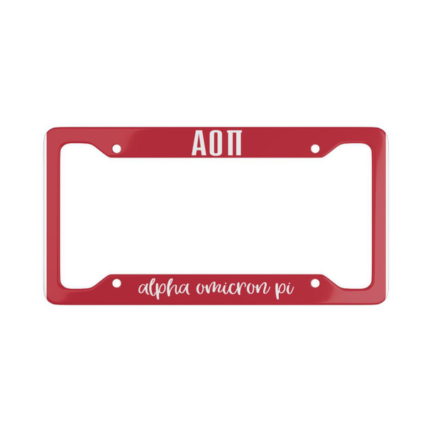  Alpha Omicron Pi Script License Plate Frames 