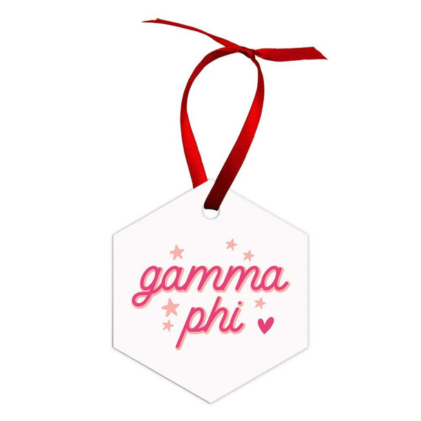 Printify Holiday Hexagon Gamma Phi Beta Ornament 
