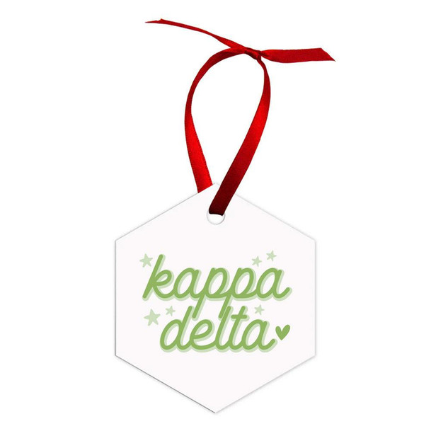 Printify Holiday Hexagon Kappa Delta Ornament 