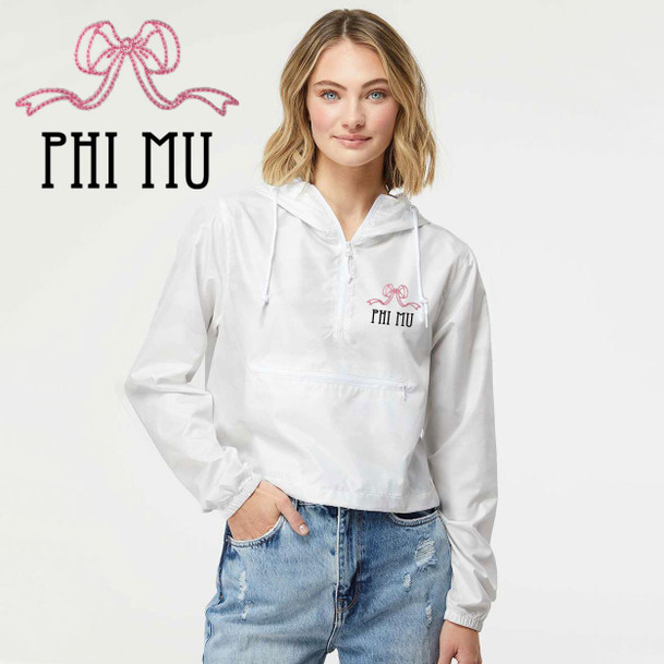  Phi Mu Lightweight Quarter-Zip Pullover Crop Windbreaker 