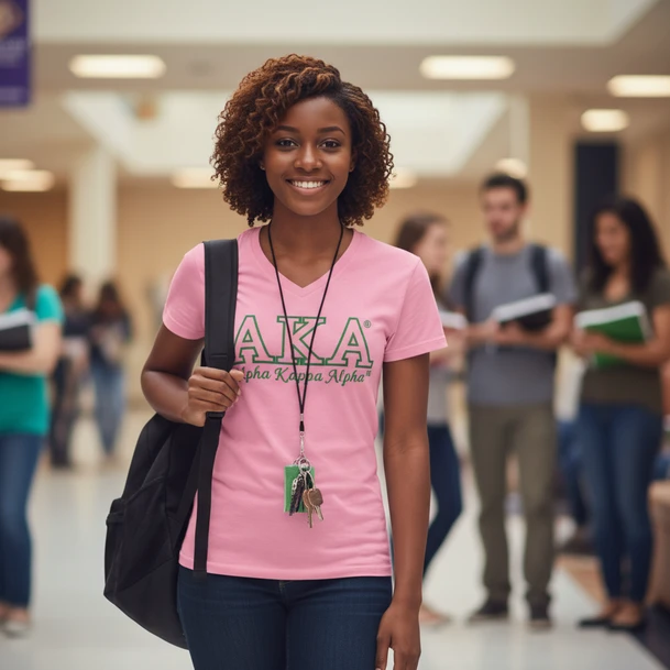 Alpha Kappa Alpha Luxury Women's V-Neck Tee (Pink, Black or Green)