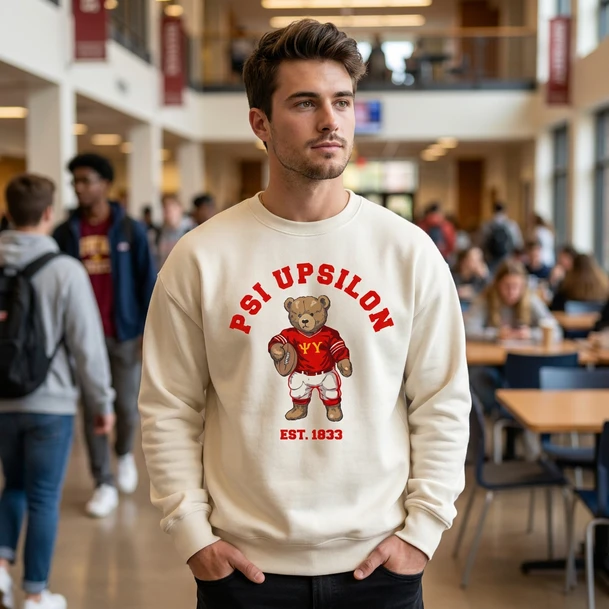 Psi Upsilon Teddy Bear Crewneck Sweatshirt