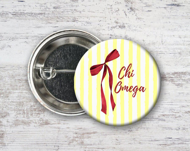  Chi Omega Stripes & Bows Pin Buttons 