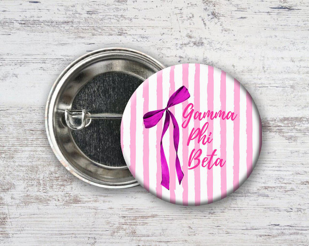  Gamma Phi Beta Stripes & Bows Pin Buttons 