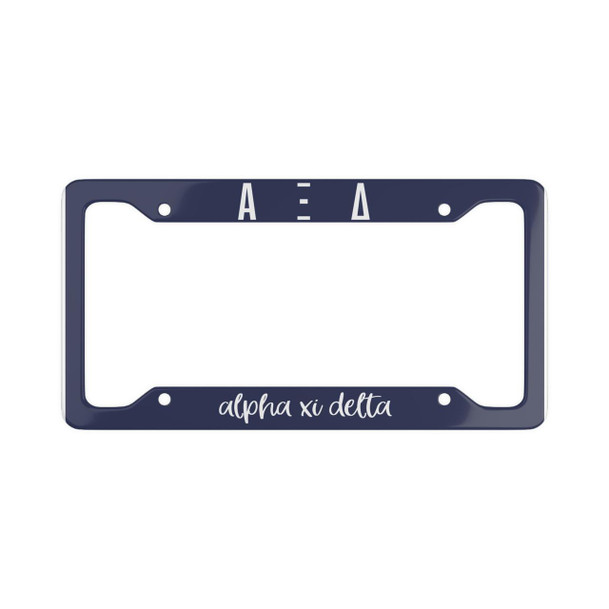Alpha Xi Delta Script License Plate Frames