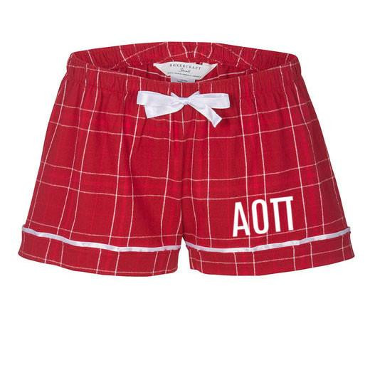  Alpha Omicron Pi Flannel Plaid Short- PJ's 