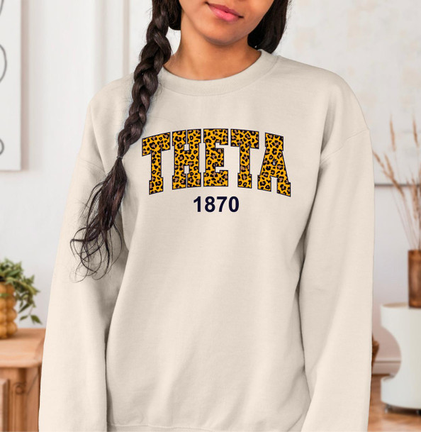  Kappa Alpha Theta Cheetah Print Crewneck Sweatshirt 