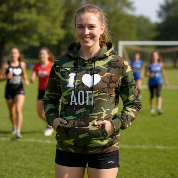 I Love Alpha Omicron Pi Camo Hoodie Sweatshirt