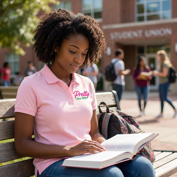 Pretty Since 1908 Alpha Kappa Alpha Pink Polo