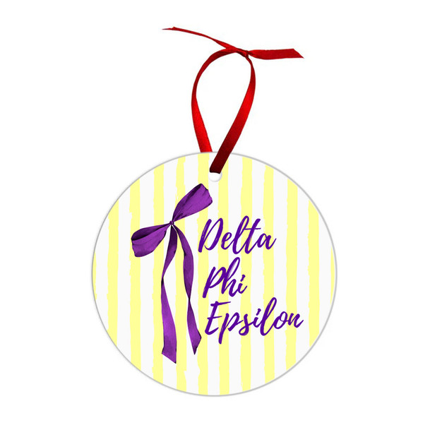 Delta Phi Epsilon Bow Ribbon Christmas Ornaments
