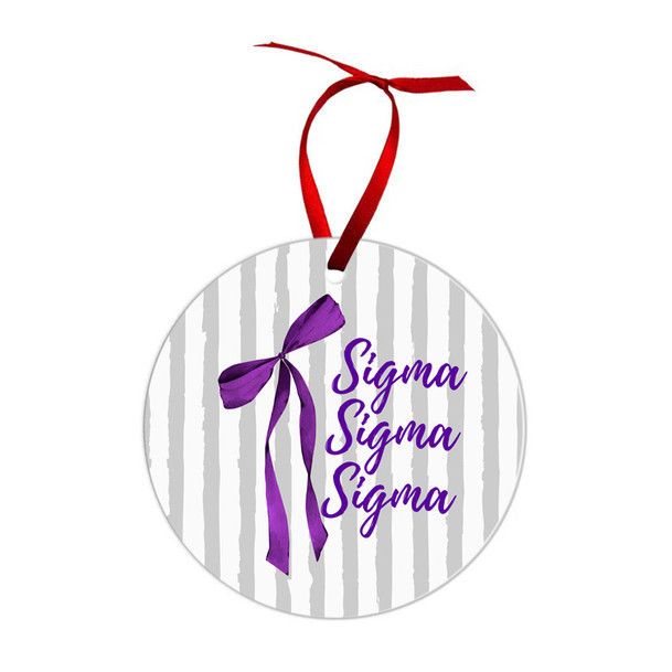 Sigma Sigma Sigma Bow Ribbon Christmas Ornaments