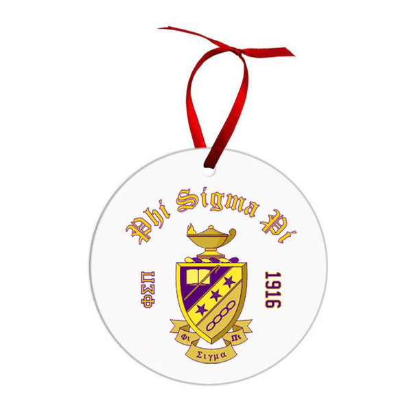  Phi Sigma Pi Crest & Year Circle Ornaments 