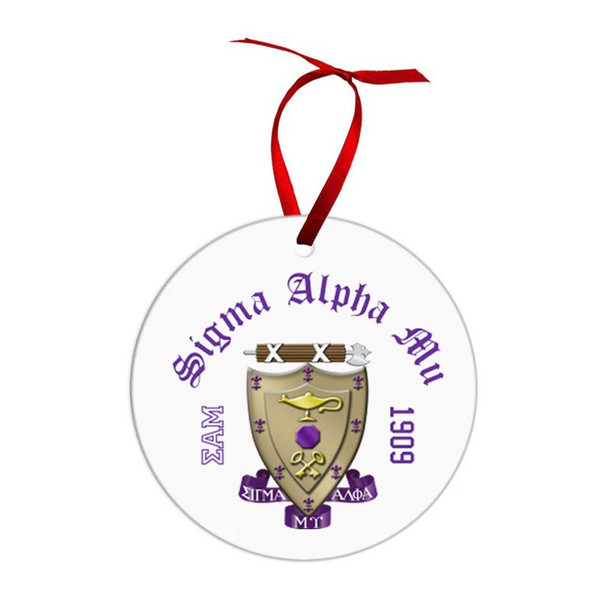  Sigma Alpha Mu Crest & Year Circle Ornaments 