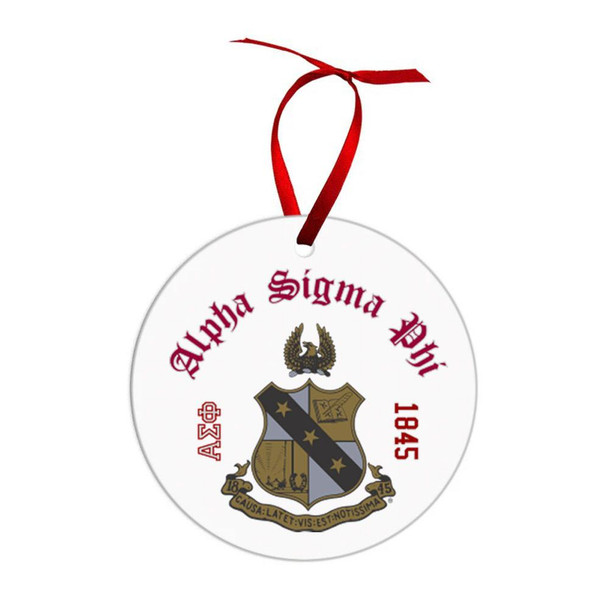  Alpha Sigma Phi Crest & Year Circle Ornaments 