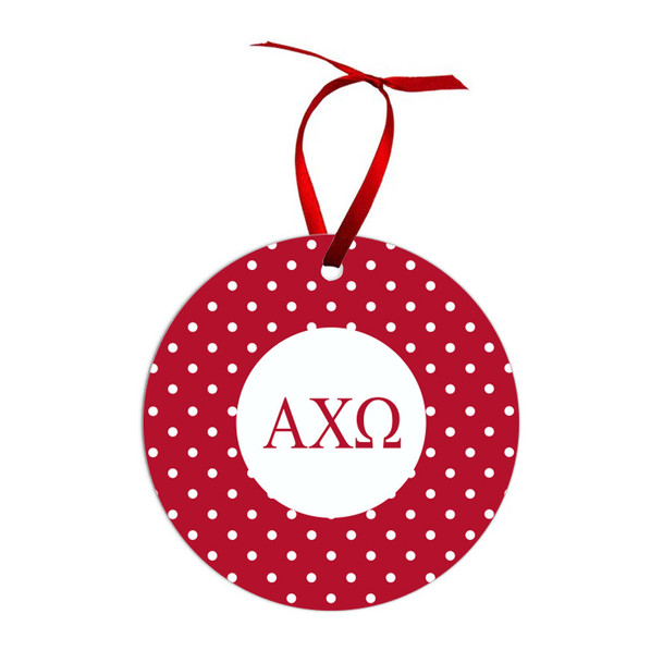 Alpha Chi Omega Polka Dots Christmas Ornaments