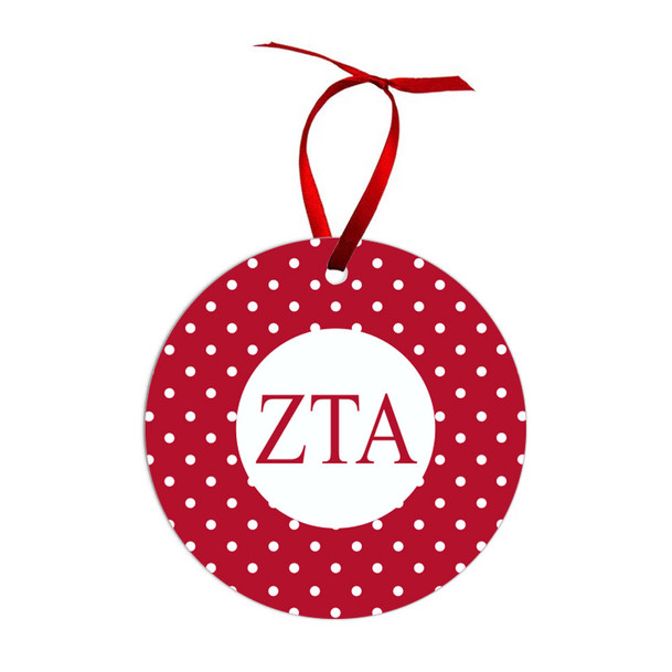 Zeta Tau Alpha Polka Dots Christmas Ornaments