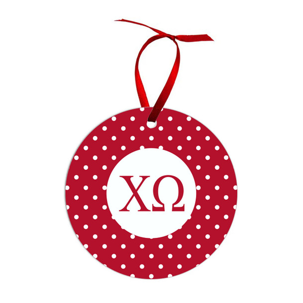 Chi Omega Polka Dots Christmas Ornaments