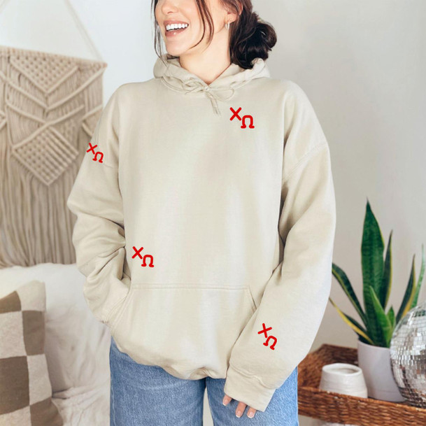  Chi Omega Embroidered Hooded Sweatshirt 