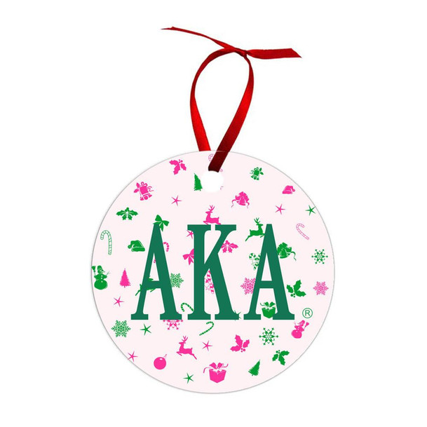 Printify Alpha Kappa Alpha Round Christmas Holiday Cheer Ornaments