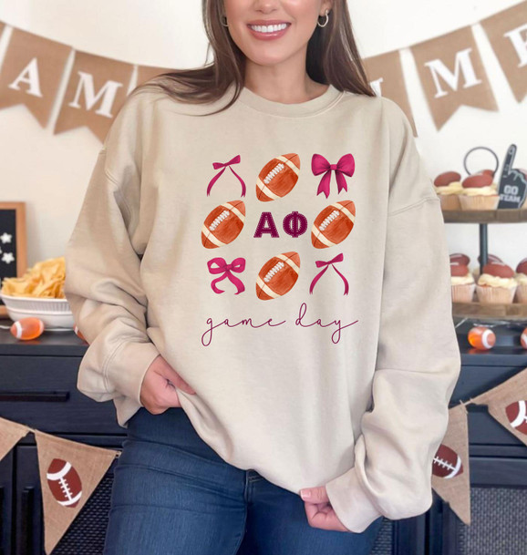 Alpha Phi Game Day Bows Crewneck Sweatshirt