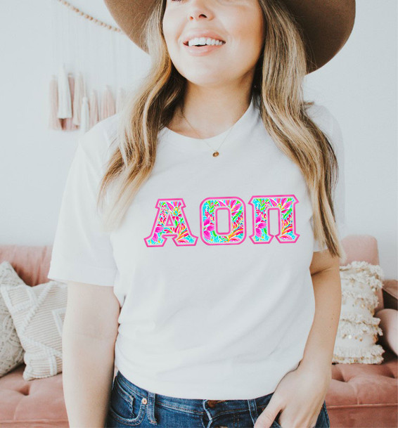 Alpha Omicron Pi Floral Letter Tees