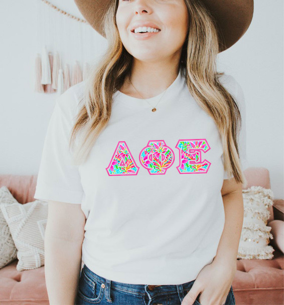 Delta Phi Epsilon Floral Letter Tees